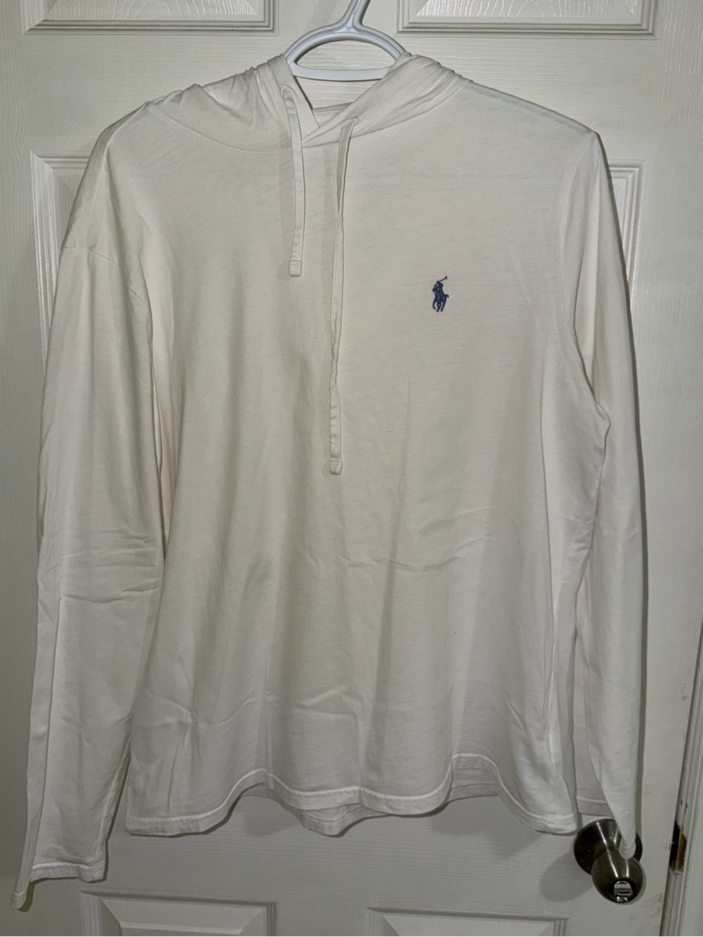 Polo Ralph Lauren Lightweight Mens Size Large Hooded Pullover Long Sleeve White